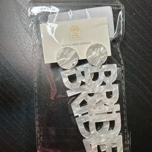 White Acrylic Bride Earrings